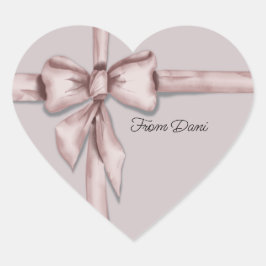 ピンク包まれたの弓ラベルのシールで ハートシール