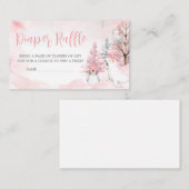 ピンク北極動物赤ちゃんシャワーおむつラッフル エンクロージャーカード (正面/裏面)