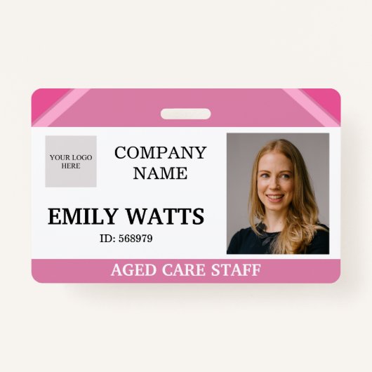 ピンク医療ナース老人気に保護写真ID バッジ (正面)