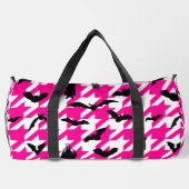 ピンク千鳥格子ののハロウィーン黒こうもり ダッフルバッグ (裏面)