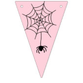 ピンク千鳥格子のハッピーバースデーハロウィーン幽霊 バンティングフラッグ (第1の旗)