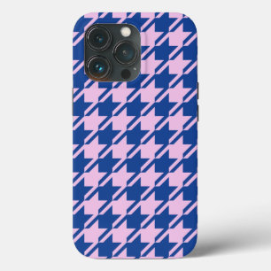 ピンク千鳥格子の+青パターン iPhone 13 PROケース