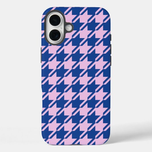ピンク千鳥格子の+青パターン Case-Mate iPhoneケース (裏面)