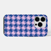 ピンク千鳥格子の+青パターン iPhoneケース (裏面横)