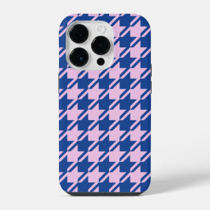 ピンク千鳥格子の+青パターン iPhone 14 PROケース