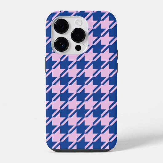 ピンク千鳥格子の+青パターン iPhoneケース (裏面)