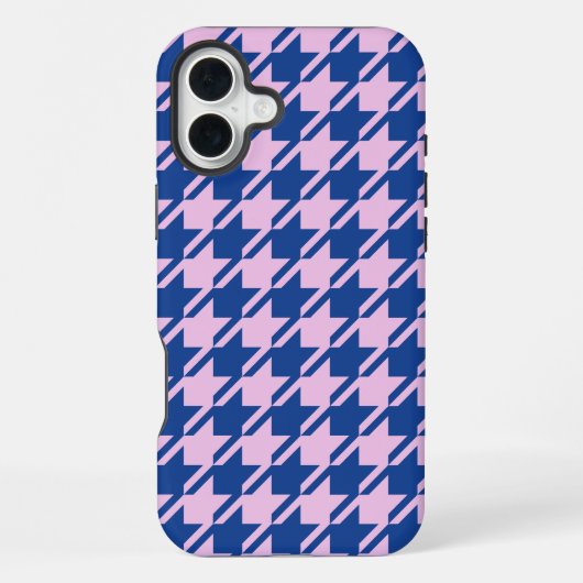 ピンク千鳥格子の+青パターン iPhoneケース (裏面)
