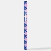 ピンク千鳥格子の+青パターン iPhoneケース (左側面)