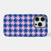 ピンク千鳥格子の+青パターン iPhoneケース (裏面横)