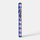 ピンク千鳥格子の+青パターン iPhoneケース (左側面)