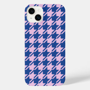 ピンク千鳥格子の+青パターン iPhone 14 PLUSケース