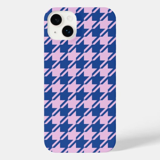 ピンク千鳥格子の+青パターン iPhoneケース (裏面)