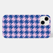 ピンク千鳥格子の+青パターン iPhoneケース (裏面横)