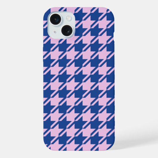 ピンク千鳥格子の+青パターン iPhoneケース (裏面)