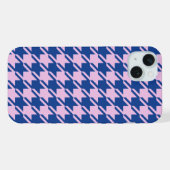 ピンク千鳥格子の+青パターン iPhoneケース (裏面横)