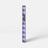 ピンク千鳥格子の+青パターン iPhoneケース (左側面)