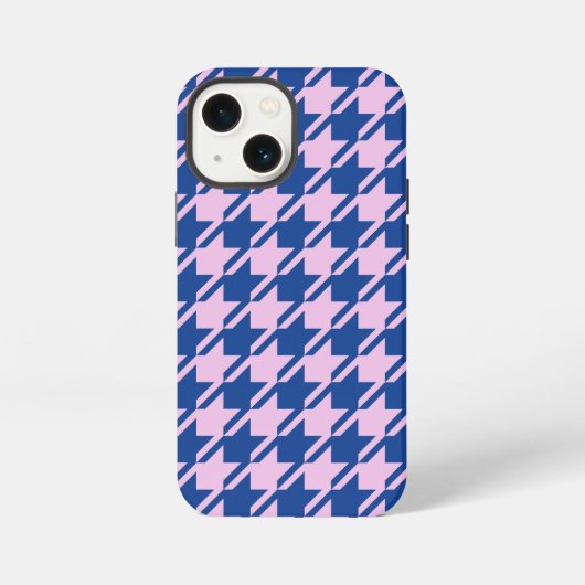ピンク千鳥格子の+青パターン iPhoneケース (裏面)