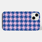ピンク千鳥格子の+青パターン iPhoneケース (裏面横)
