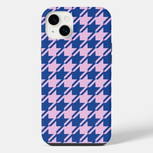 ピンク千鳥格子の+青パターン iPhoneケース (裏面)