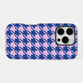 ピンク千鳥格子の+青パターン iPhoneケース (裏面横)
