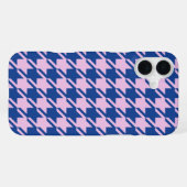 ピンク千鳥格子の+青パターン iPhoneケース (裏面横)