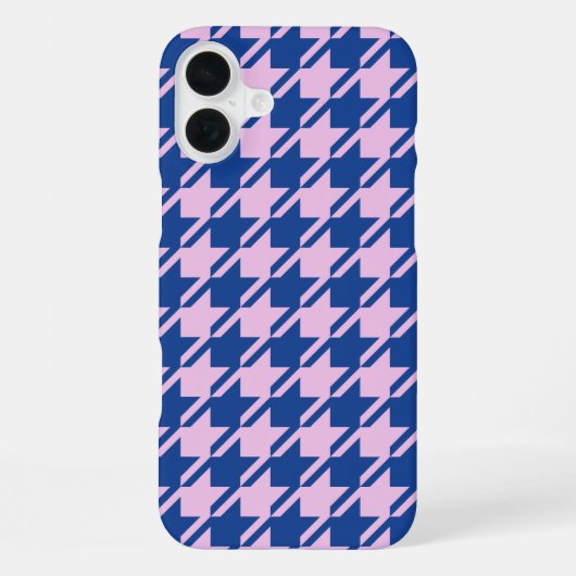 ピンク千鳥格子の+青パターン iPhoneケース (裏面)