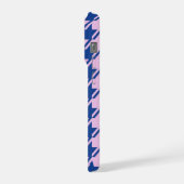 ピンク千鳥格子の+青パターン iPhoneケース (左側面)