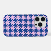 ピンク千鳥格子の+青パターン iPhoneケース (裏面横)