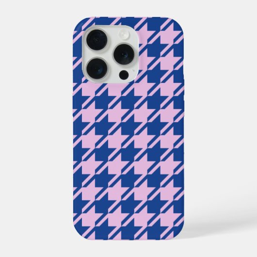 ピンク千鳥格子の+青パターン iPhoneケース (裏面)