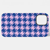ピンク千鳥格子の+青パターン iPhoneケース (裏面横)