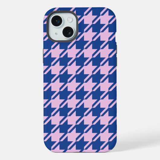 ピンク千鳥格子の+青パターン iPhoneケース (裏面)
