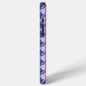 ピンク千鳥格子の+青パターン iPhoneケース (左側面)