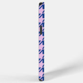 ピンク千鳥格子の+青パターン iPhoneケース (右側面)