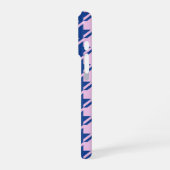 ピンク千鳥格子の+青パターン iPhoneケース (左側面)