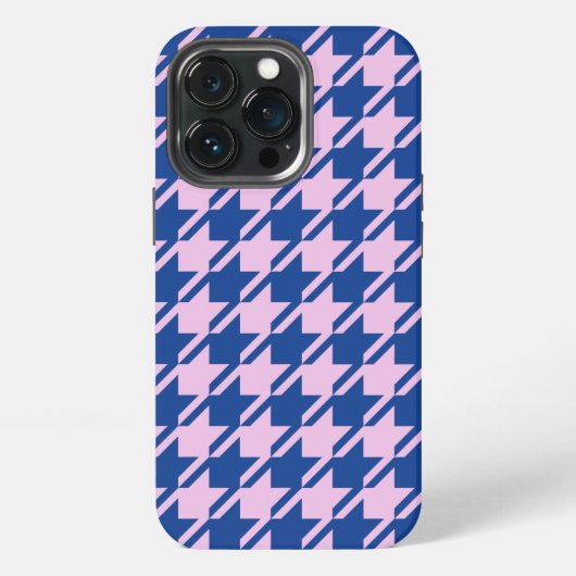 ピンク千鳥格子の+青パターン iPhoneケース (裏面)