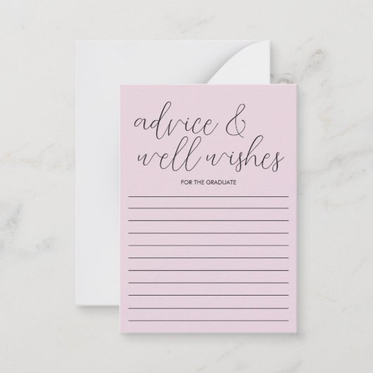 ピンク卒業アドバイスカード卒業パーティーゲーム ノートカード (正面)