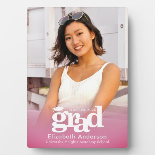 ピンク卒業写真はっきりしたタイポグラフィミニマル フォトプラーク (正面)