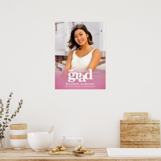 ピンク卒業写真はっきりしたタイポグラフィミニマル ポスター (キッチン)