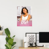 ピンク卒業写真はっきりしたタイポグラフィミニマル ポスター (ホームオフィス)