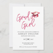 ピンク卒業招待状 – グラッドガール 招待状 (正面)