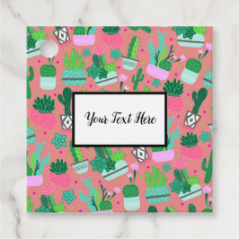 ピンク南西部サボテンのパターン誕生日パーティー フェイバータグ
