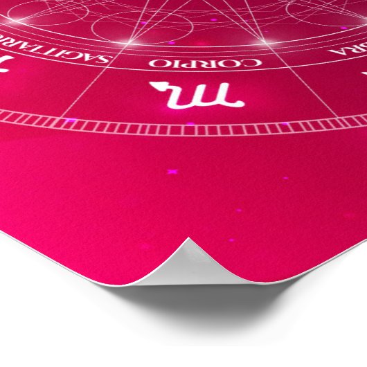 ピンク占星術星占いホイールチャート ポスター (角)