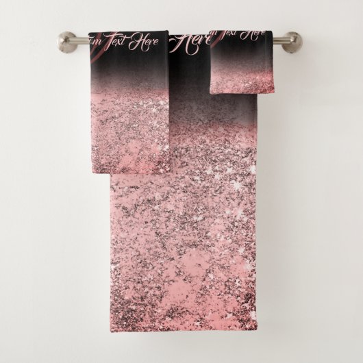 ピンク印刷スパークル効果グきらきら光るラム バスタオルセット (インサイチュ)