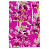 ピンク原水色花花柄 ミディアムペーパーバッグ (裏面)