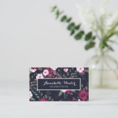 ピンク及びすみれ色のバラの花柄パターン 名刺 (スタンド正面)