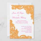 ピンク及びオレンジシャンペンのHennaの結婚式招待状 招待状 (正面)