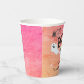ピンク及びオレンジ色の水色幽霊ハローウィンパーティ 紙コップ (右)