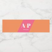 ピンク及びオレンジ色ブロックウェディングシャワーパーティー ペットボトルラベル (シングルラベル)