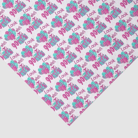 -ピンク及びターコイズか90% pipe%の第90誕生日2はだれであるか見て下さい 薄葉紙 (詳細)