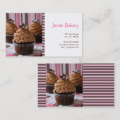 ピンク及びブラウンのカップケーキ 名刺 (正面/裏面)